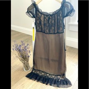 Black/nude vintage style silk cocktail dress